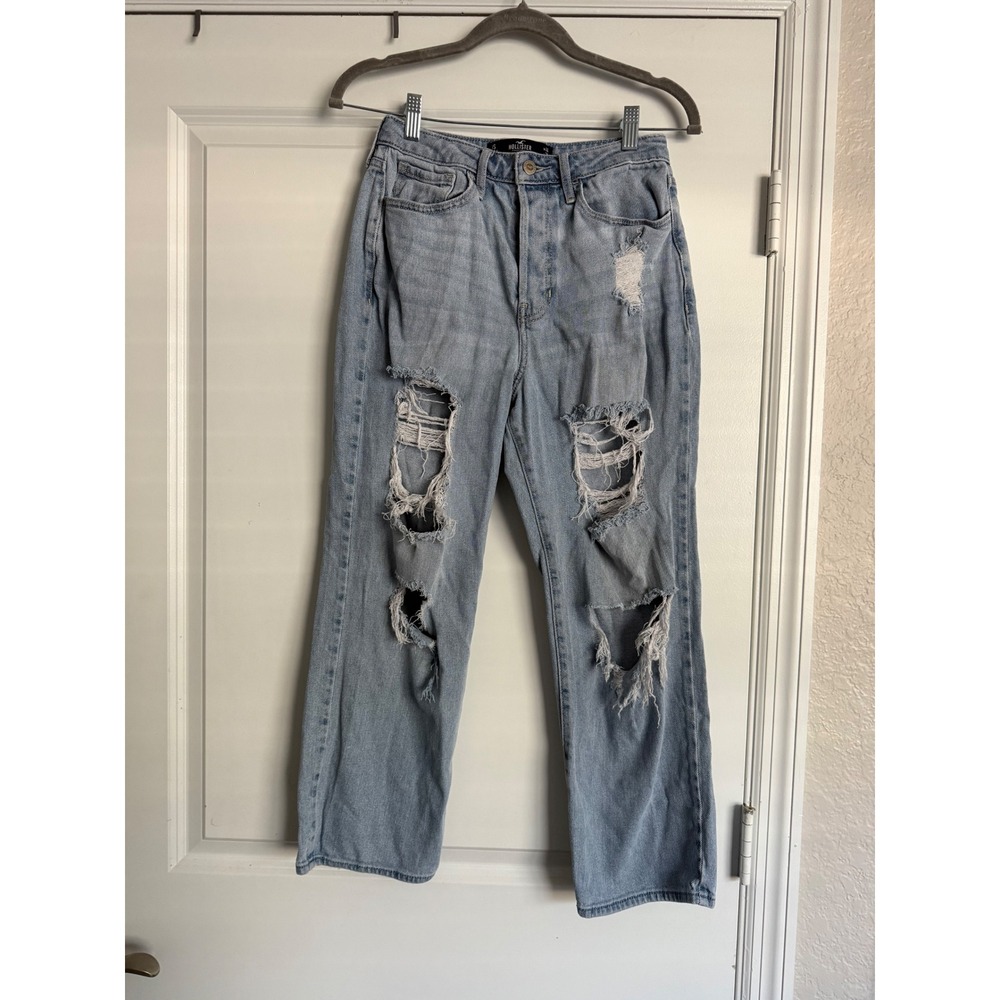 Hollister Ultra High-Rise Vintage Straight Distressed Jeans Light Wash W26 L25
